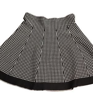 NEW Black and Ivory Cream Diamond Dot Print SWEATER Pull On Stretch skirt Sz L